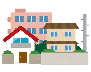 住宅が並んでいるイラスト