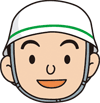 ヘルメットを被った顔のイラスト