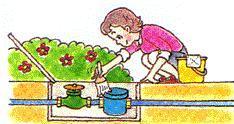 メーターボックスを掃除する人のイラストイメージ