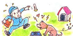 犬が検針員に向かって吠えているイラストイメージ