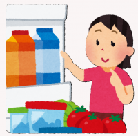 冷蔵庫の中を確認しているイラスト