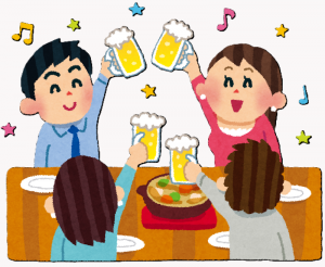 乾杯をしているイラスト